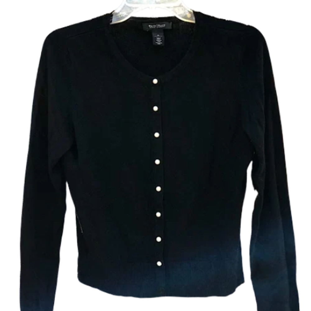 Whbm Black Button Front Cardigan - Size S - Excel… - image 3